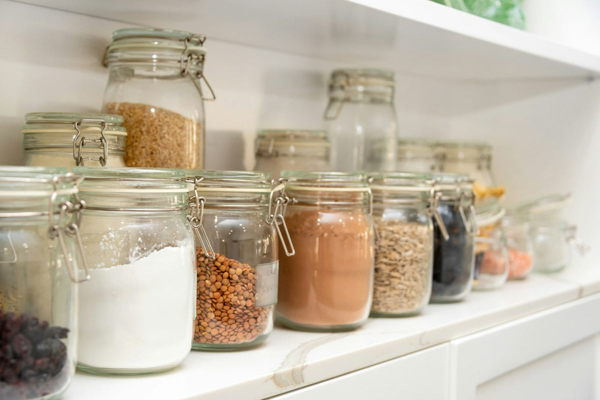 Organised pantry jars